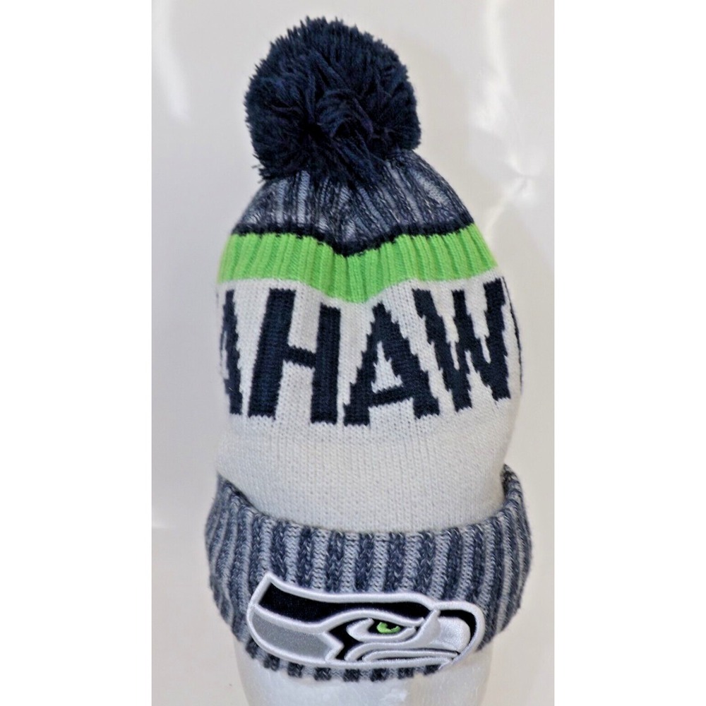 Seattle Seahawks🏈New Era NFL FOOTBALL Fan Pom Pom BEANIE Winter Hat